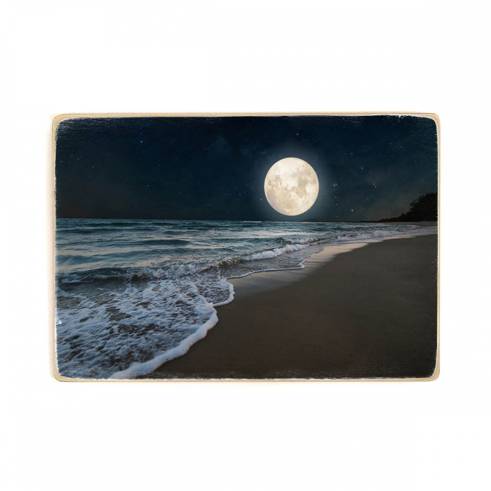 

Деревянный постер Природа Romantic Beach And Full Moon А2
