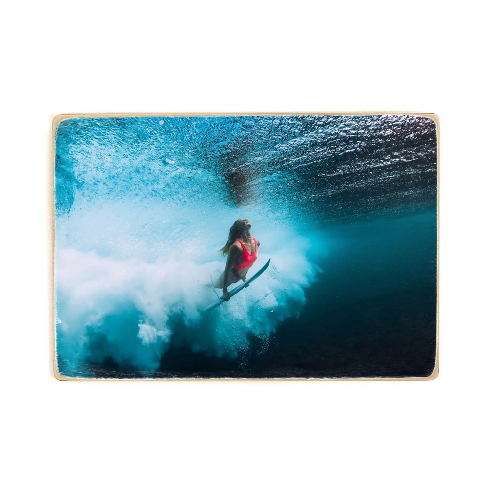 

Деревянный постер Природа Attractive Surfer Woman Dive Underwater А2