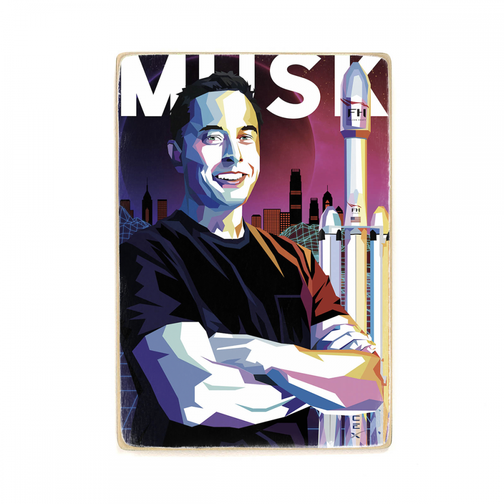 

Деревянный постер Люди Elon Musk Art А1