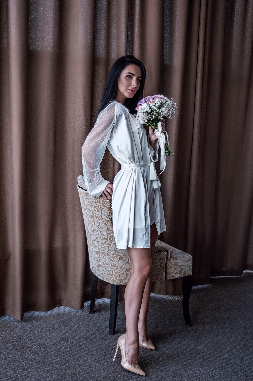 

Будуарный халат AdalineBride Sharon  (48) айвори 20-14, Будуарный халат AdalineBride Sharon L (48) айвори 20-14