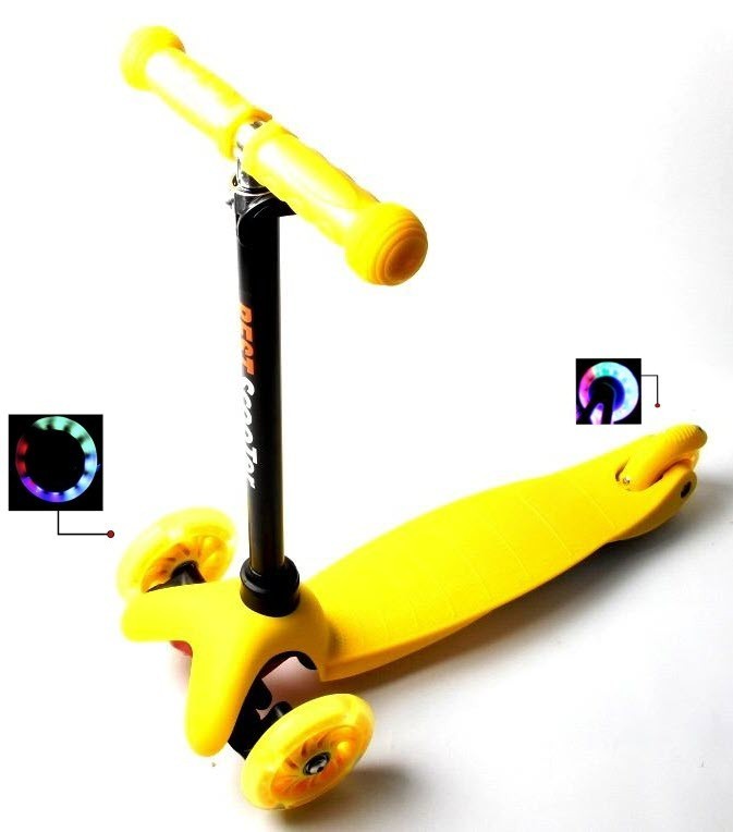 

Самокат детский трехколесный Scale Scooter Micro Mini Желтый светящиеся колеса съемный руль