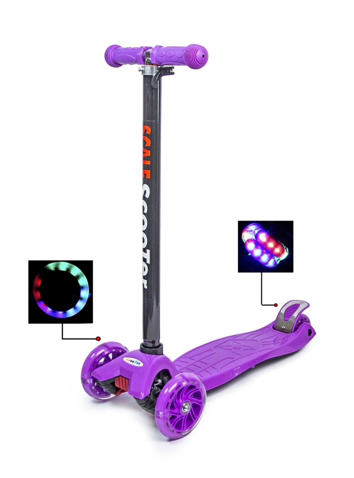 

Самокат детский трехколесный MAXI Scale Scooter Violet Фиолетовый Светящиеся колеса Съемный руль от 3 до 7 лет