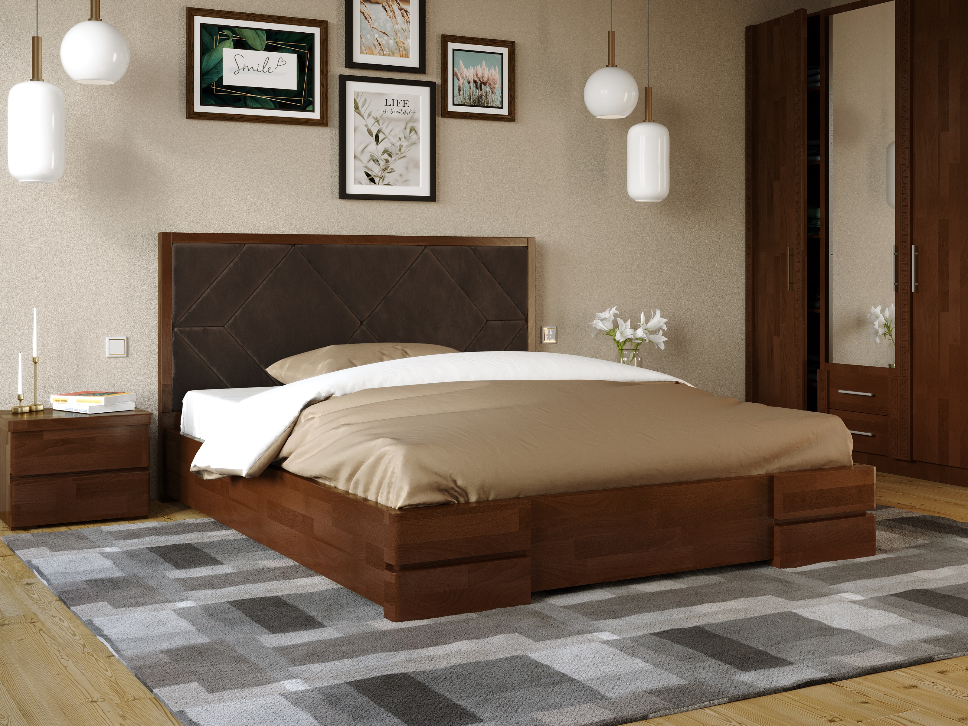 

Кровать Тиффани Arbordrev (160*200) сосна Темный Орех + Riviera 26