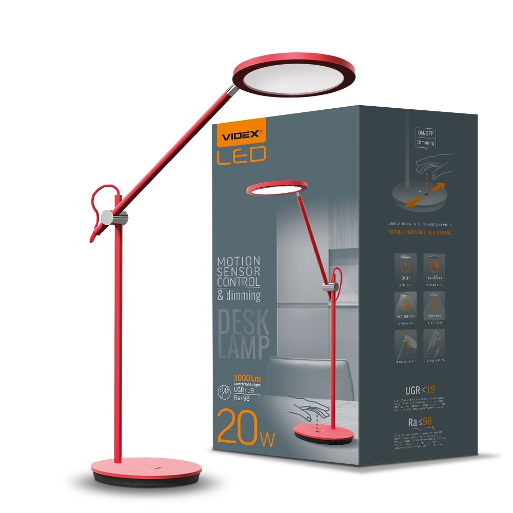 

LED лампа настольная Videx TF15R 20W 4100K Красная (26431)