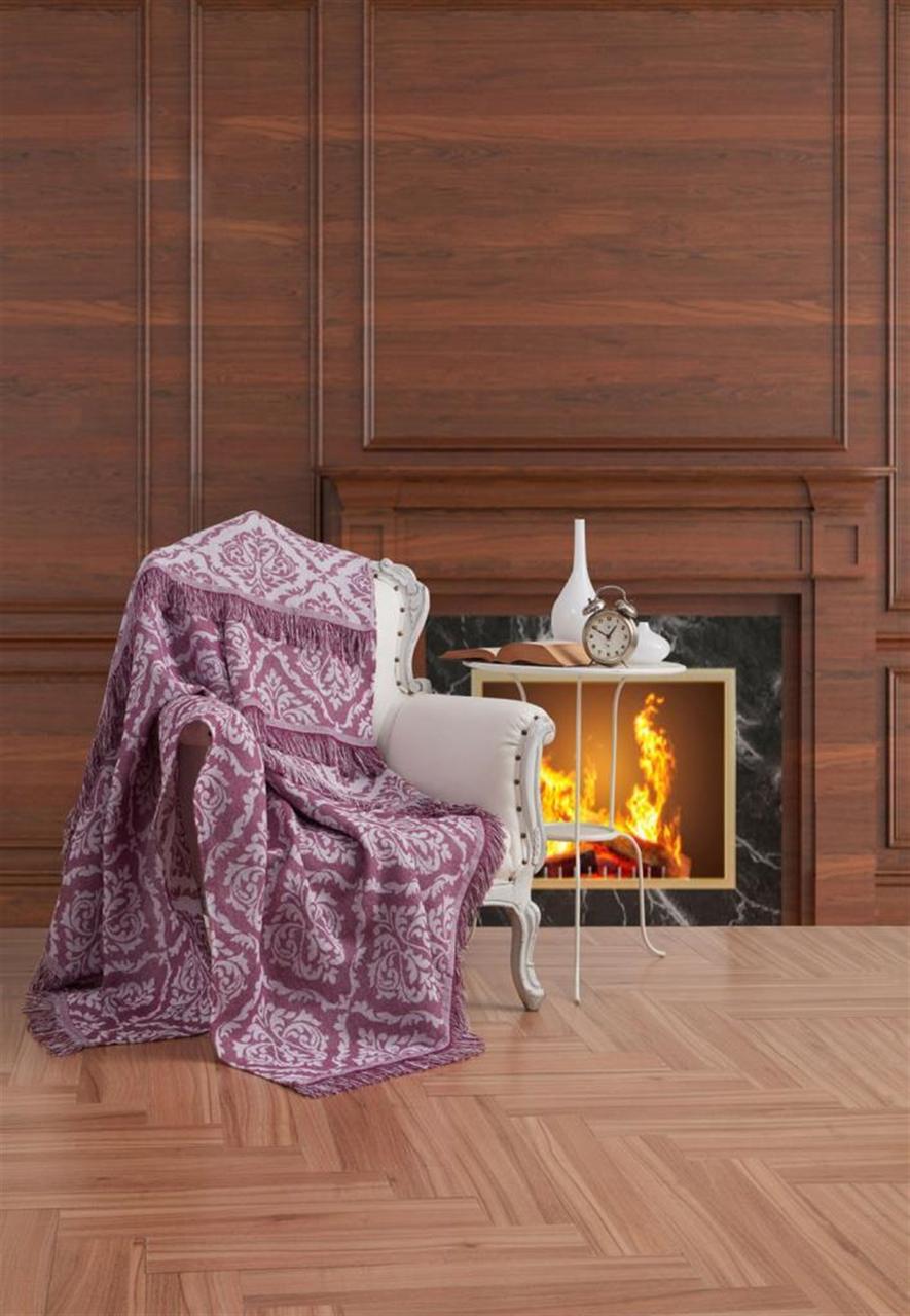 

Плед-накидка Eponj Home Buldan Keten - Damask 170*220 mor фиолетовый
