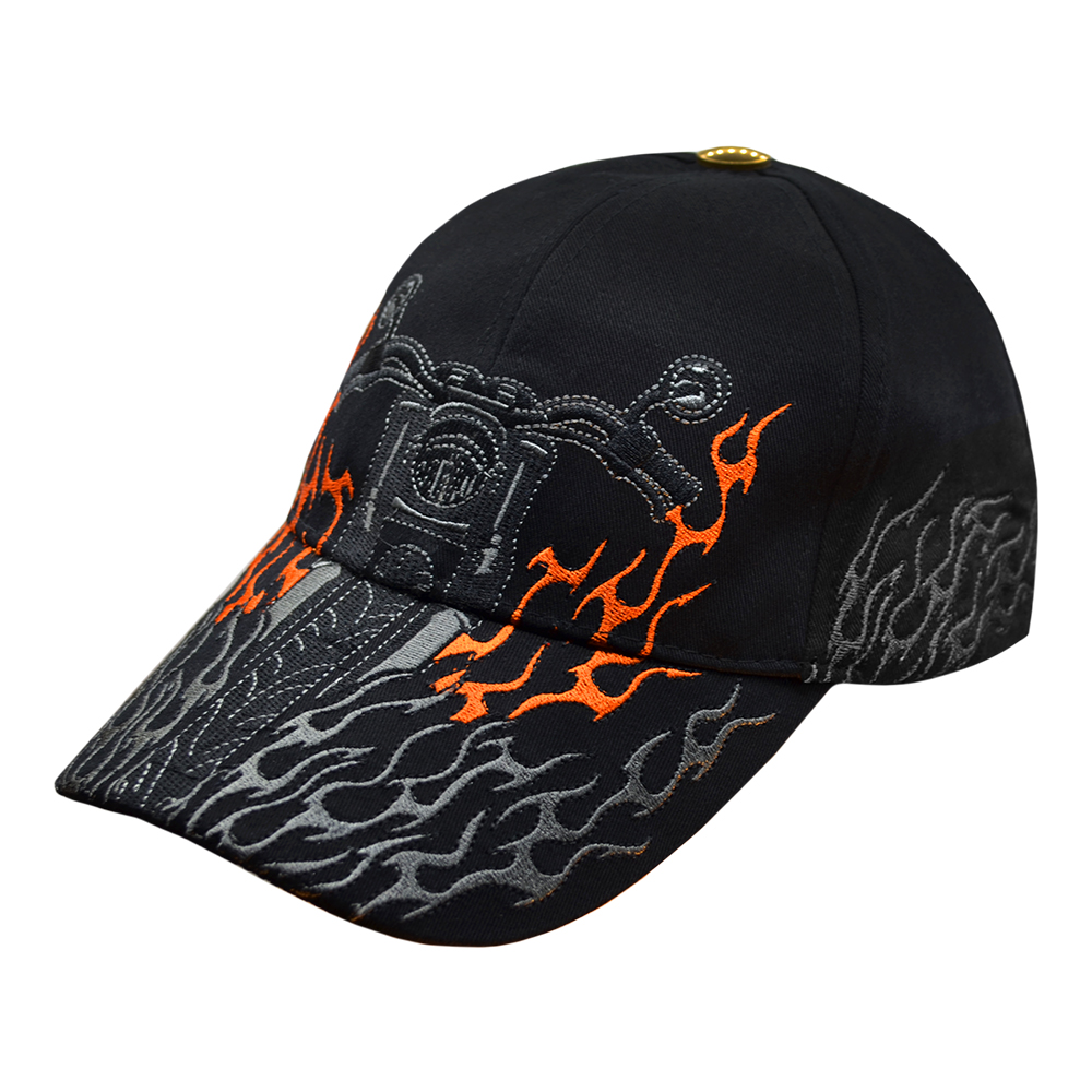 

Бейсболка вышитая Rockway Motorcycle (black and orange flame)
