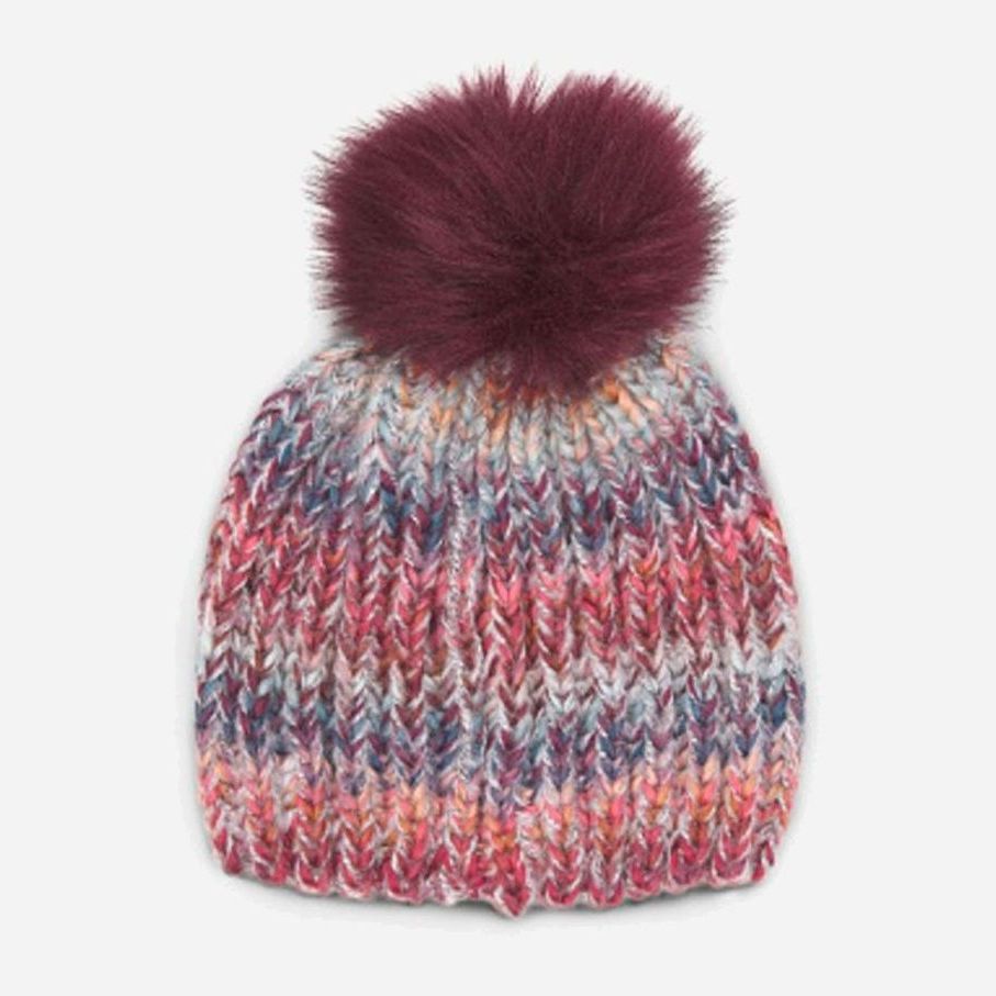 Акция на Дитяча зимова шапка-біні в'язана з помпоном для дівчинки C&A CD11111 50-52 см Бордовий/Комбінований от Rozetka