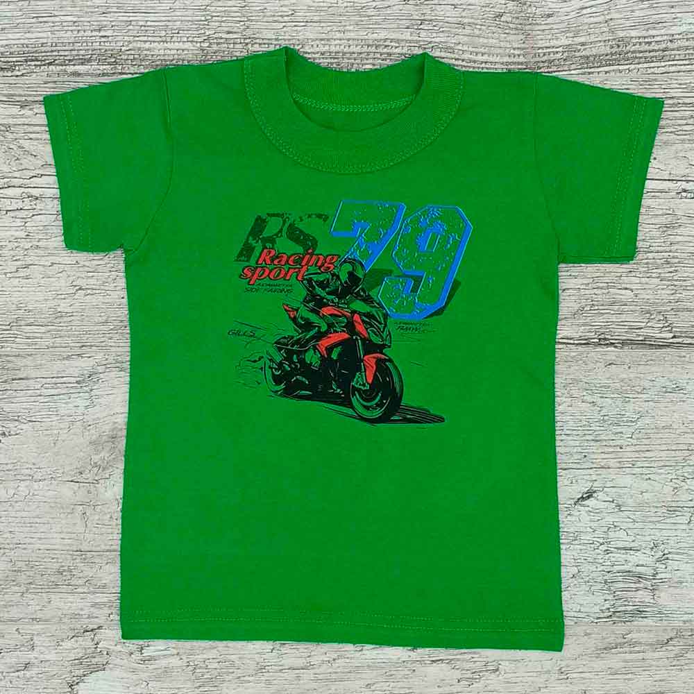 

Футболка для хлопчика зелена Moto Sport 00078, 98-110 см. (3-4 роки)
