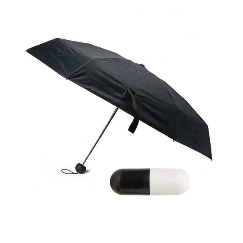 

Мини зонт капсула в футляре, карманный зонт Capsule Umbrella mini, черный
