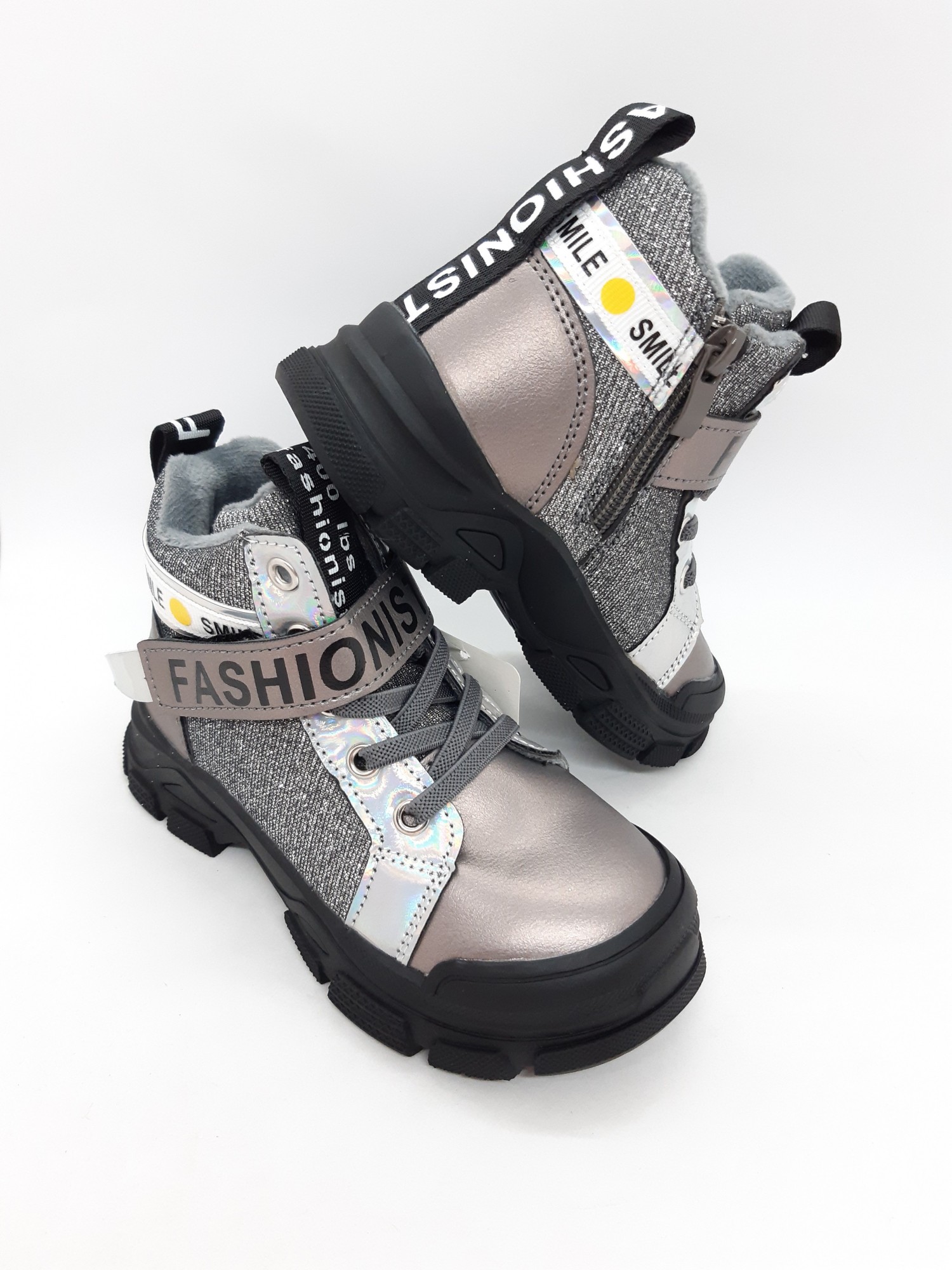 

Демисезонные ботинки на девочку Jong Golf серые Smile утепленные хайтопы BD-0114 28 р 18,3 см