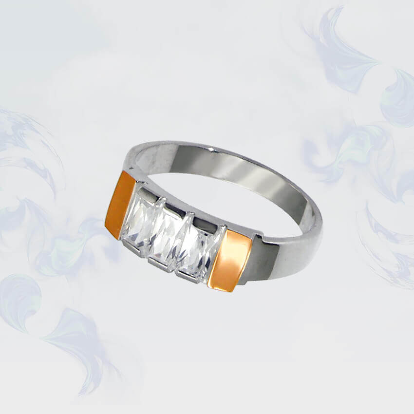 

Кольцо из серебра с золотыми вставками SilverUA модель 014 (размер 19,5)