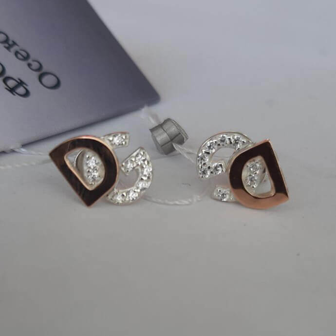 

Серьги-гвоздики (пусеты) из серебра с золотыми вставками SilverUA модель П11