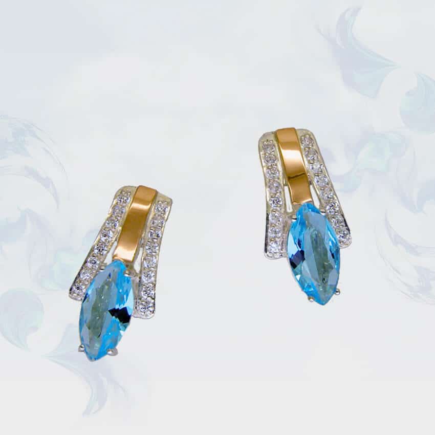 

Серьги из серебра с золотыми вставками SilverUA модель 107