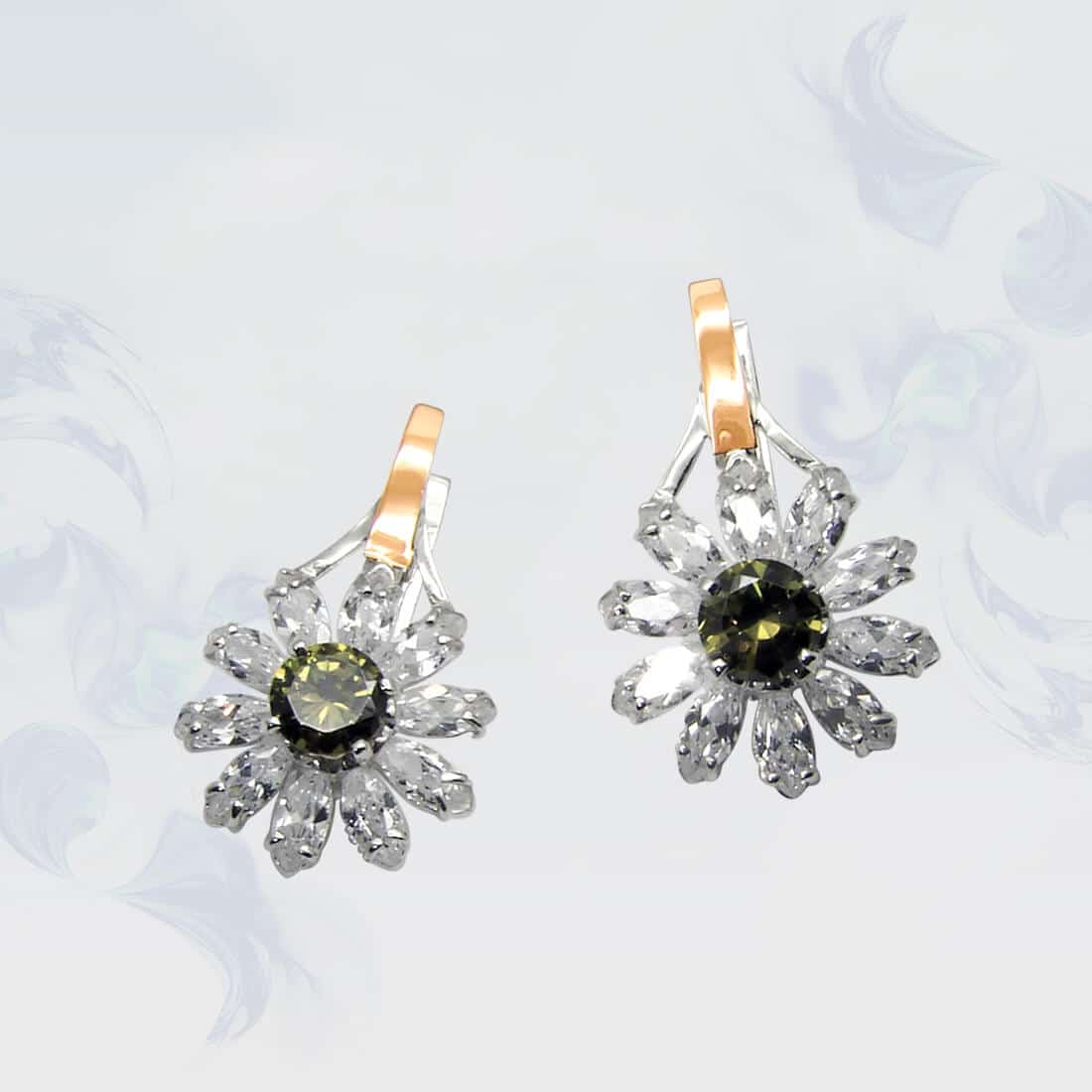 

Серьги из серебра с золотыми вставками SilverUA модель 078