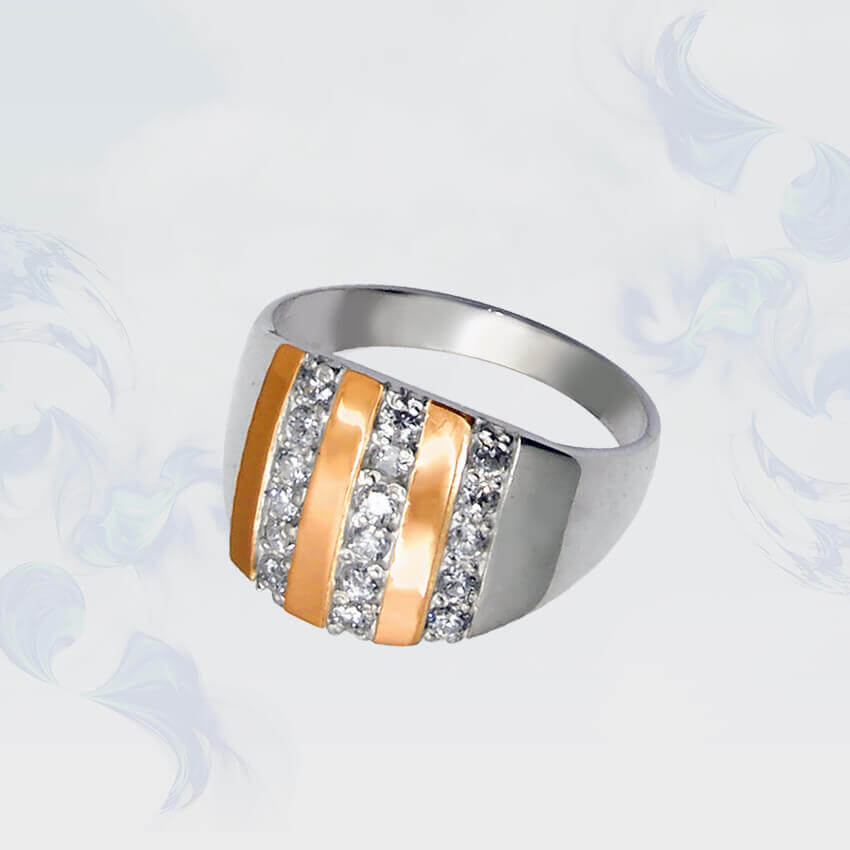 

Кольцо из серебра с золотыми вставками SilverUA модель 044 (размер 19,5)