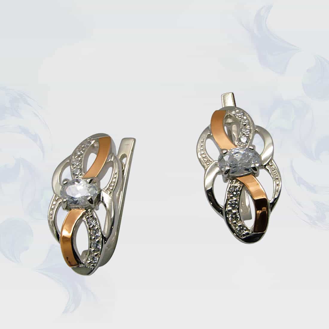 

Серьги из серебра с золотыми вставками SilverUA модель 081