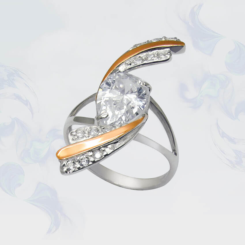 

Кольцо из серебра с золотыми вставками SilverUA модель 060 (размер 19,5)