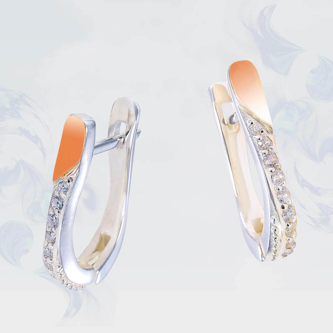 

Серьги из серебра с золотыми вставками SilverUA модель 203