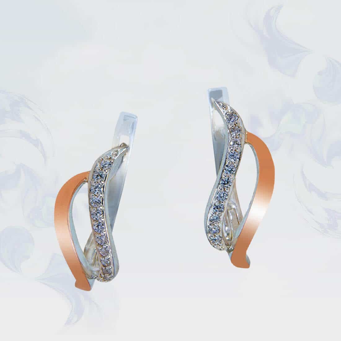 

Серьги из серебра с золотыми вставками SilverUA модель 144