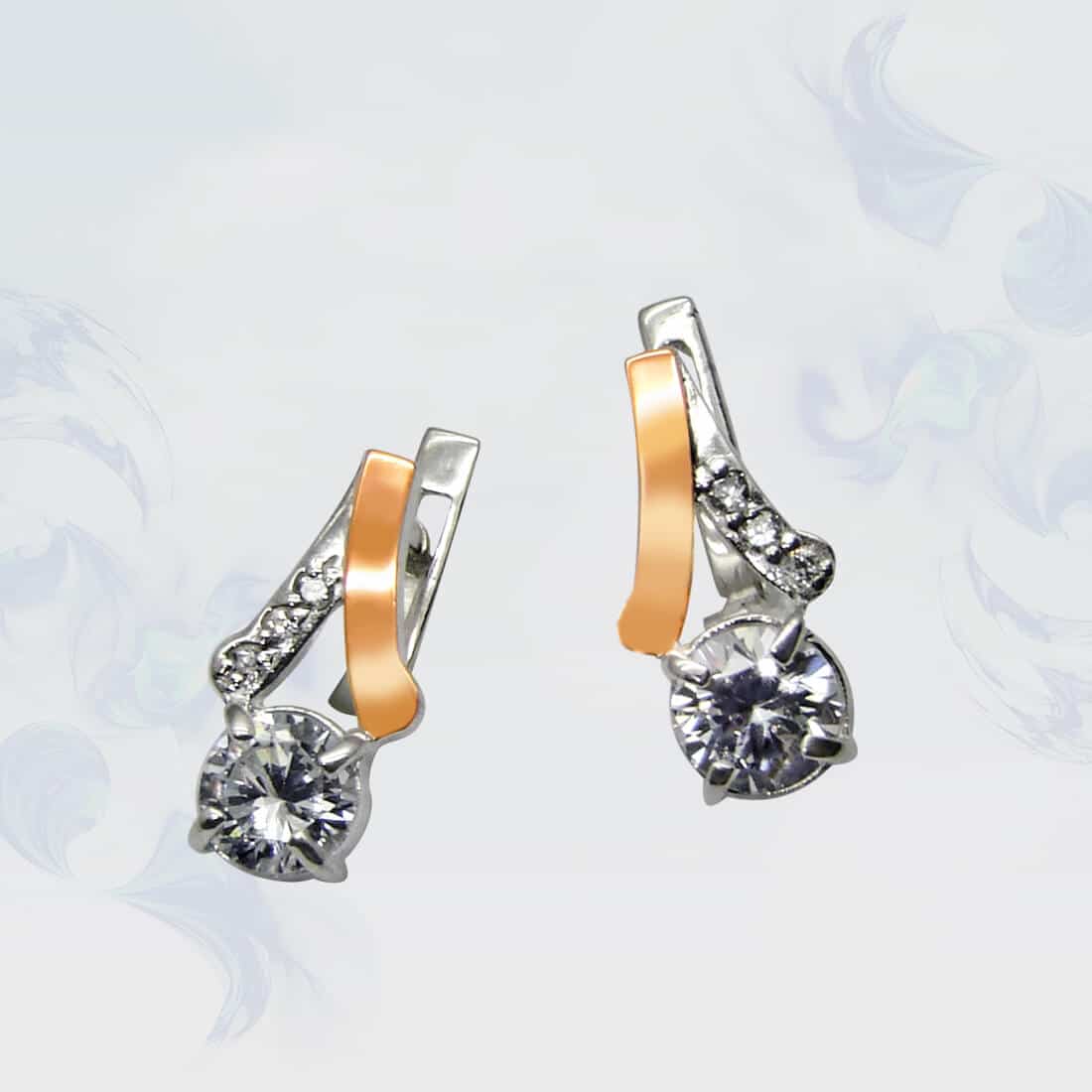 

Серьги из серебра с золотыми вставками SilverUA модель 072