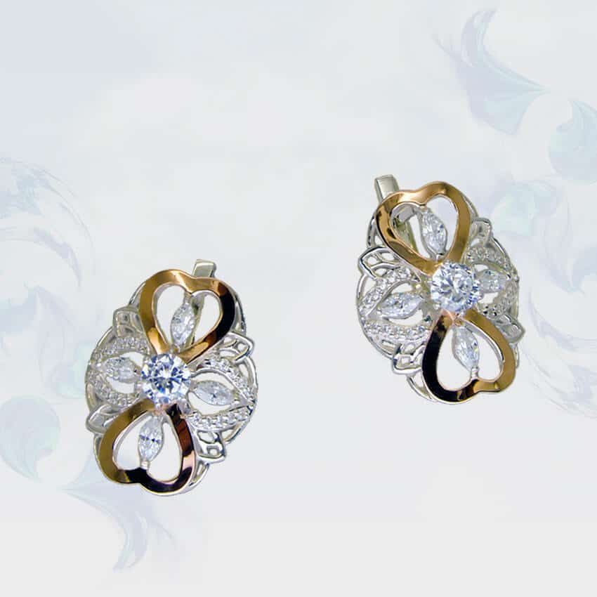 

Серьги из серебра с золотыми вставками SilverUA модель 116