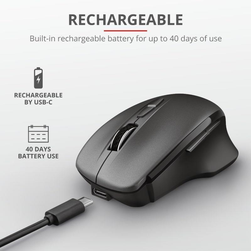 

Беспроводная мышь Trust Themo Rechargeable Wireless Black 23340