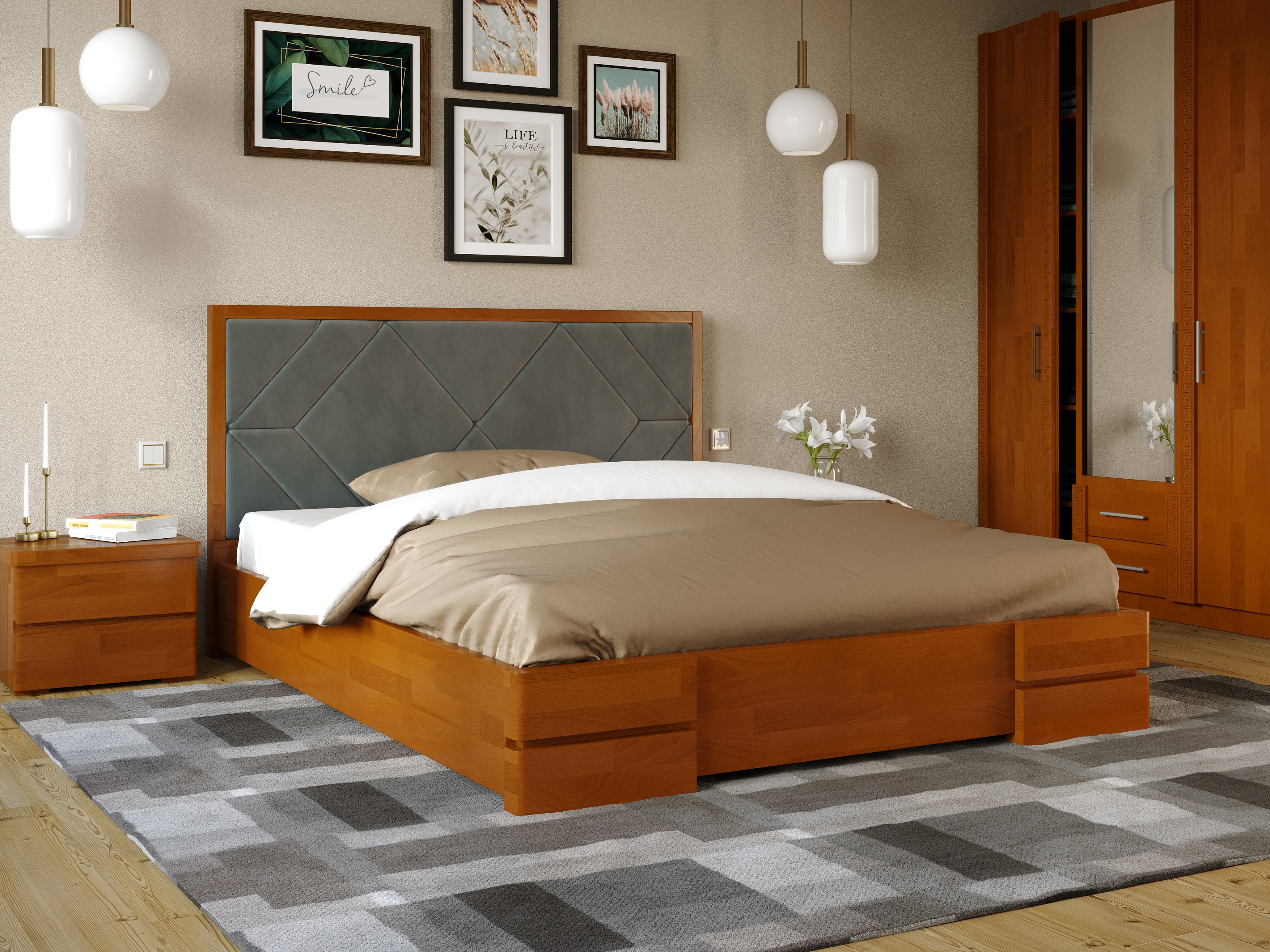 

Кровать Тиффани Arbordrev (180*190) бук Яблоня + Riviera 91