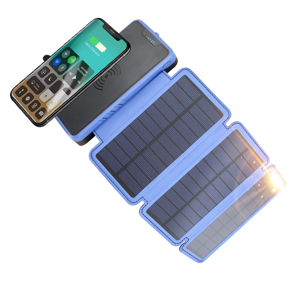 

УМБ с солнечной панелью DN39 20000 mAh Portable Solar Charger Wireless 5 panel Blue