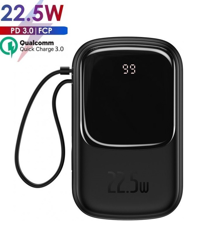 

Павербанк Baseus Q Pow 20000 mAh 22.5W Quick Charge + кабель Type-C для iPad/Samsung/Xiaomi/Huawei/iPhone black