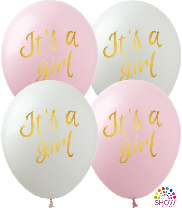

Шарики 12" «Its a Girl» 1ст, розов., белый, цена за уп.100шт(NR-2)