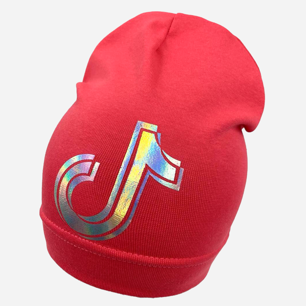 

Демисезонная шапка Sample TikTok фольга 50-54 Малиновая