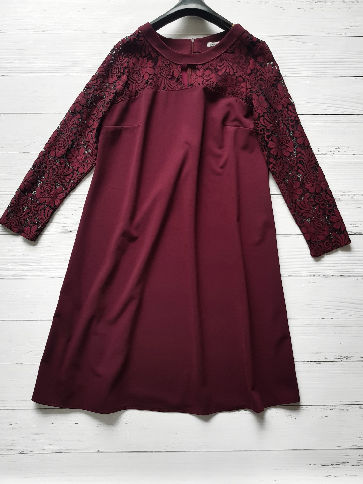 

Бордовое платье трапеция с кружевом Exclusive 2734 2XL (50)