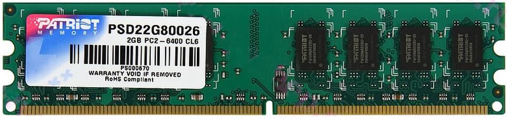 

Patriot Память для ПК DDR2 800 2GB
