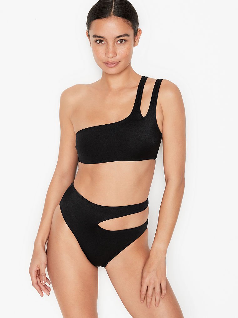 

Топ для плавания Victoria's Secret с двумя бретелями на одном плече art155139 (Черный, размер S)