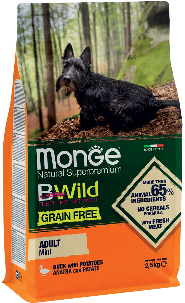 

Сухой корм Monge Dog Bwild Gr.Free Mini Утка 2.5 кг