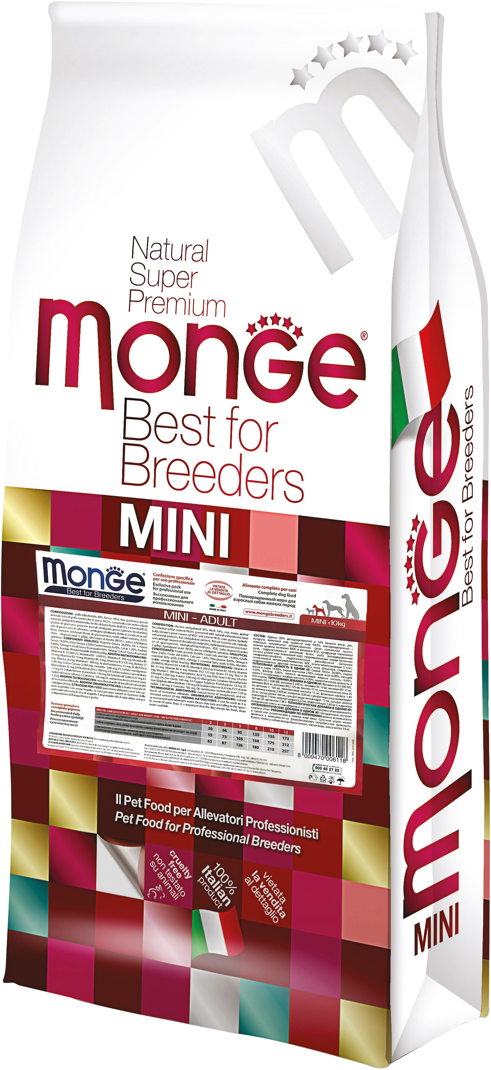 

Сухой корм Monge Dog Mini Adult для взрослых собак маленьких пород со вкусом курицы и риса 15 кг