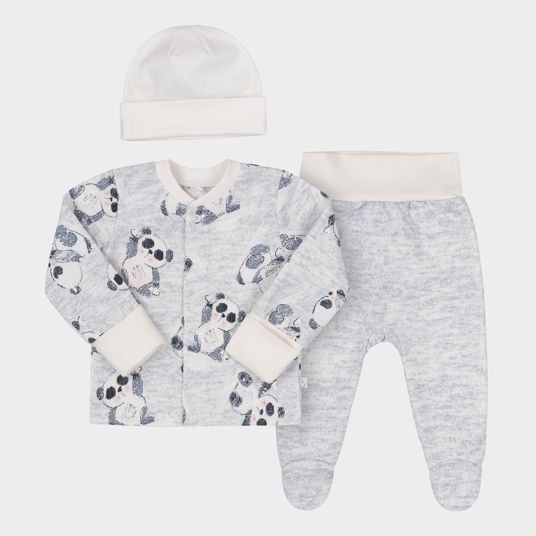 

Комплект (распашонка + ползунки + шапочка) Бемби KP274-W01 68 см Светло-серый (05274001533.W01)