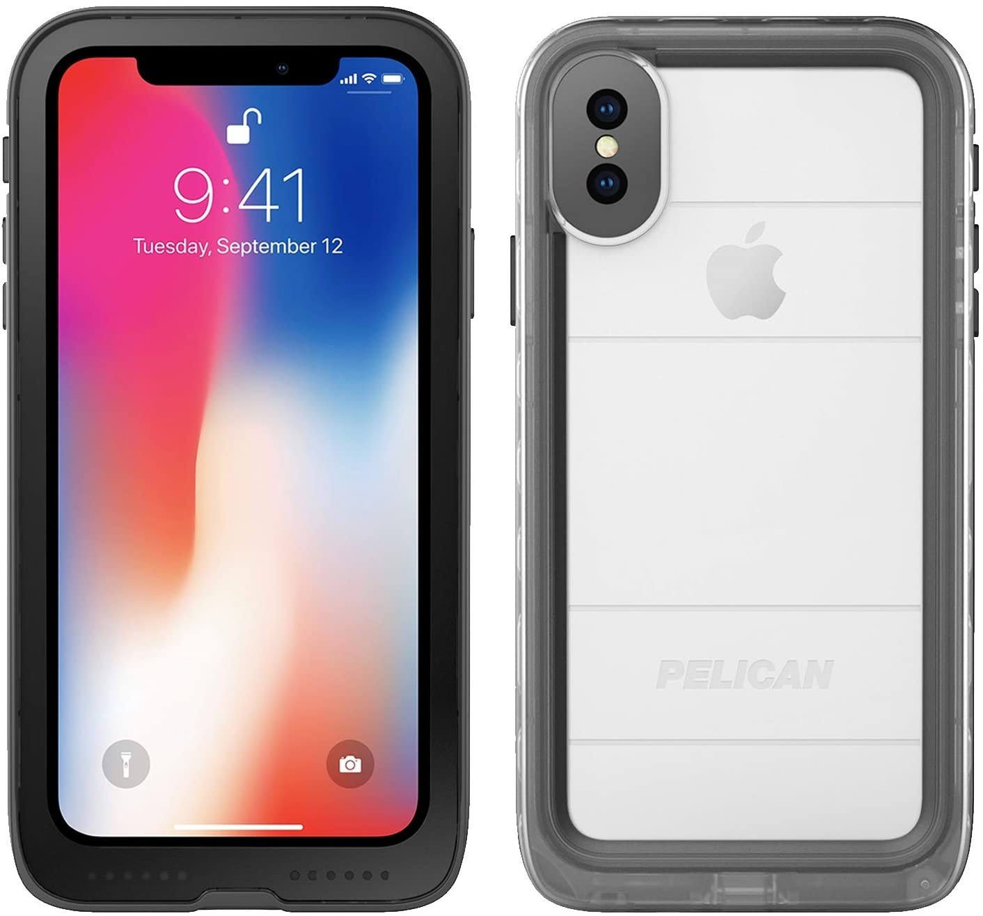 

Водонепроницаемый противоударный защитный чехол 360 подводный бокс Pelican Marine iphone X / Xs (прозрачный / черный)
