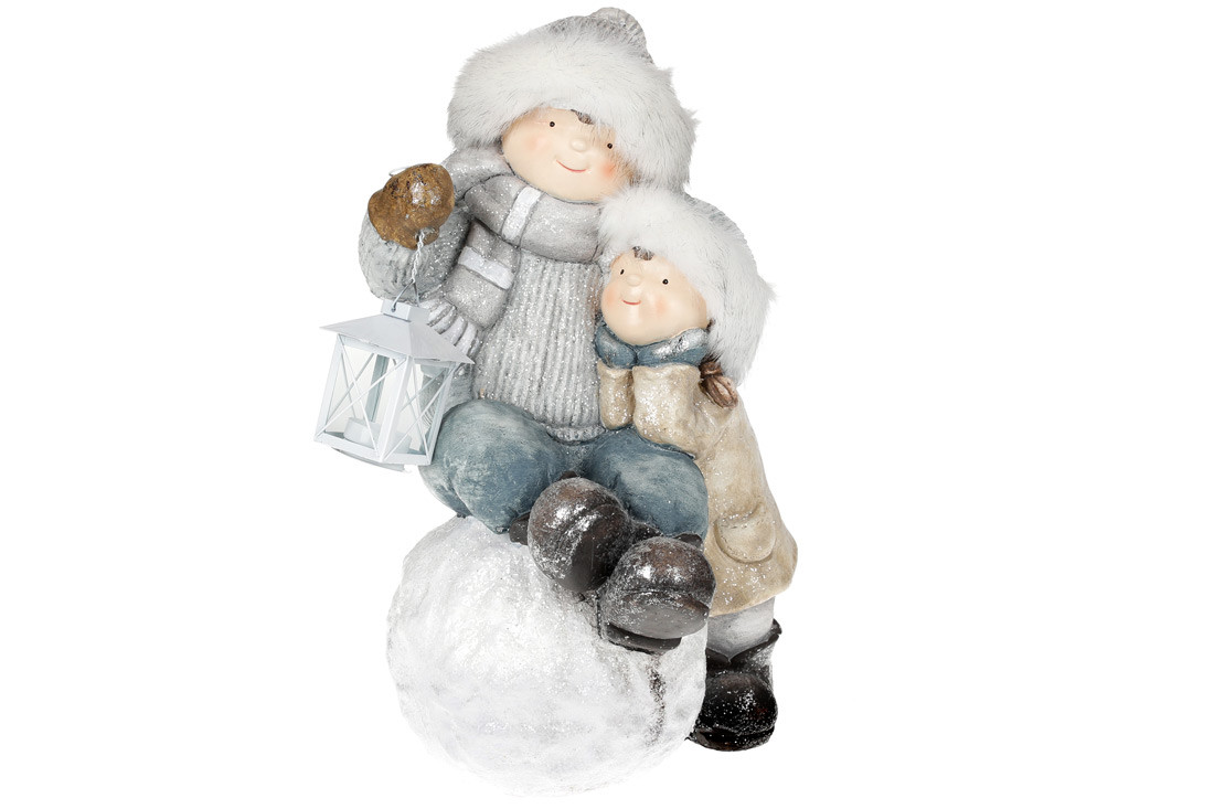 

Новогодняя фигура Детки на снежке с фонариком 49см BonaDi 820-204