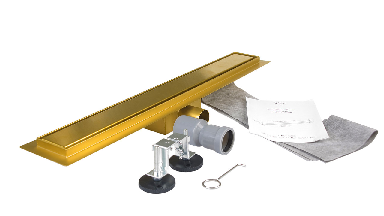 

Линейный трап из нержавейки с сухим затвором DESIRE Gold 900 см (ST702568)