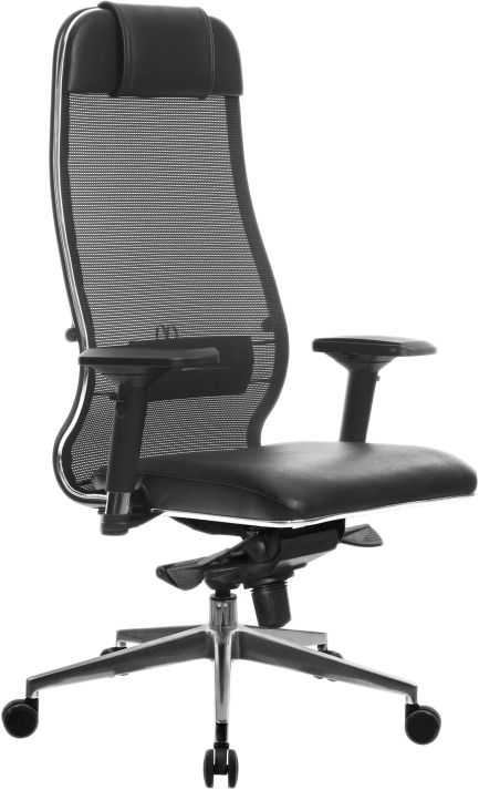 

Кресло эргономичное Metta L 1m 36/4D Сетка X2 Черная/Кожа NL перф. Черное