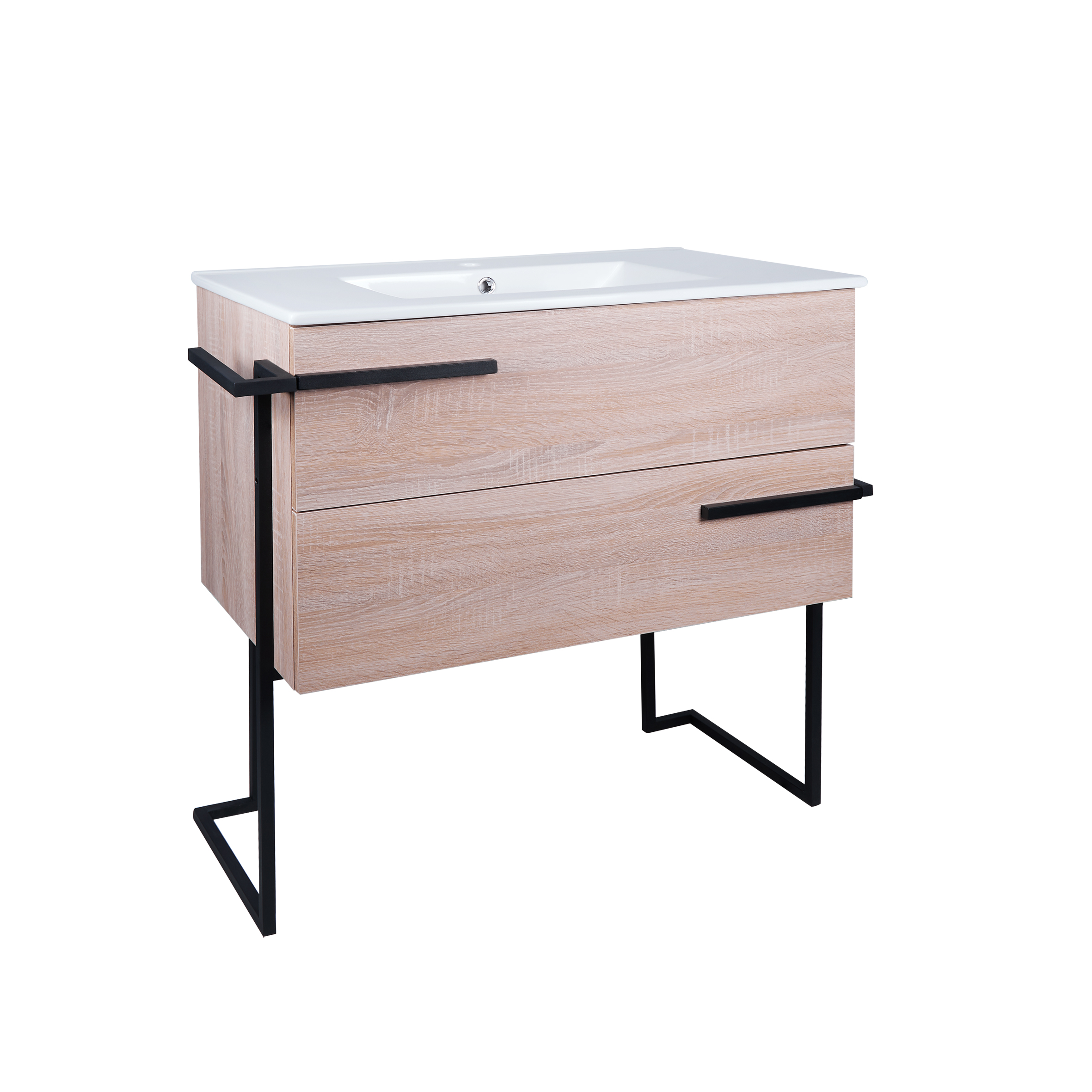 

Комплект Qtap Taurus 890х840 Whitish oak тумба напольная + раковина врезная QT2471TNT803WO (SR204070)