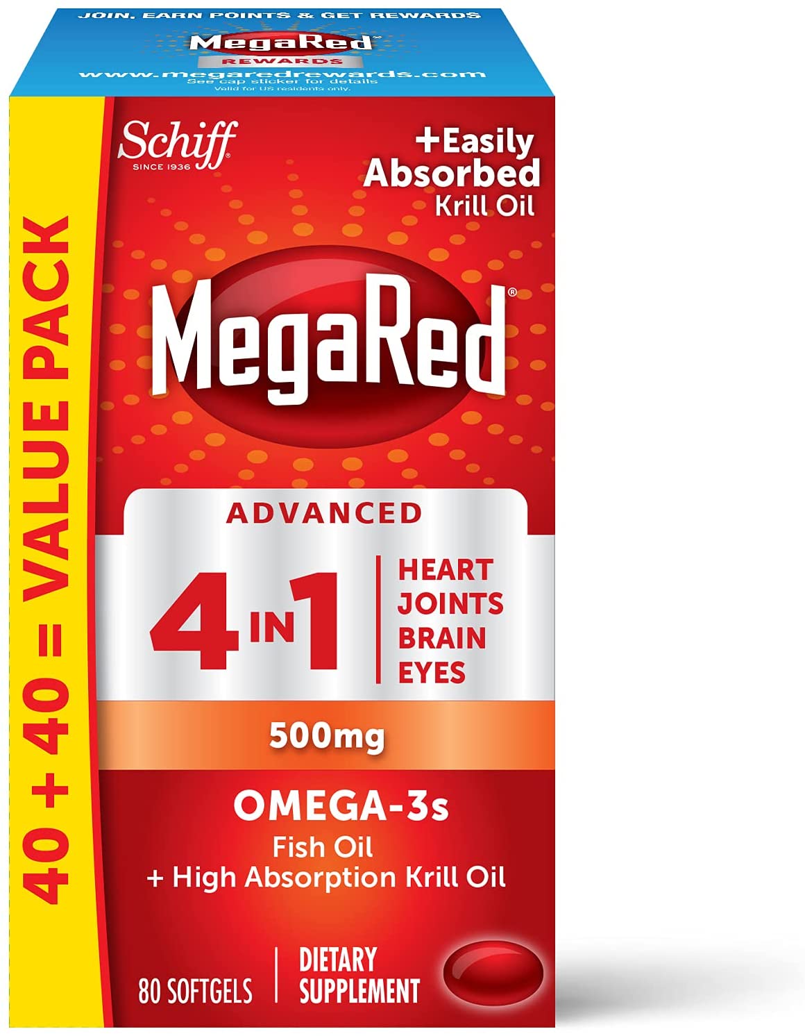 

Schiff Megared Advanced 4 in 1 Omega-3 Fish Oil 500 mg 80 капсул (4384303760)