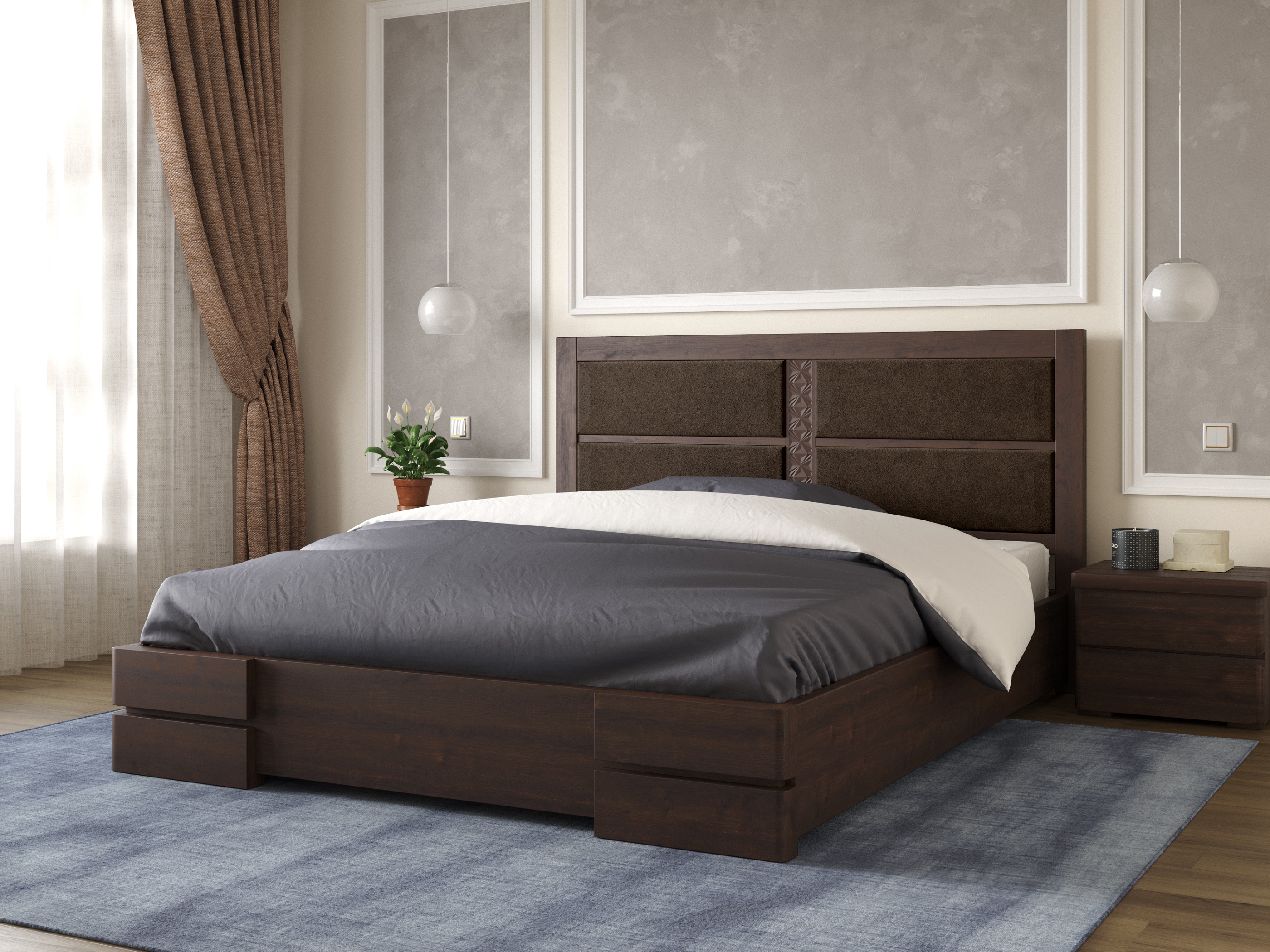 

Кровать Кардинал 1 Arbordrev (180*200) сосна Темный Орех
