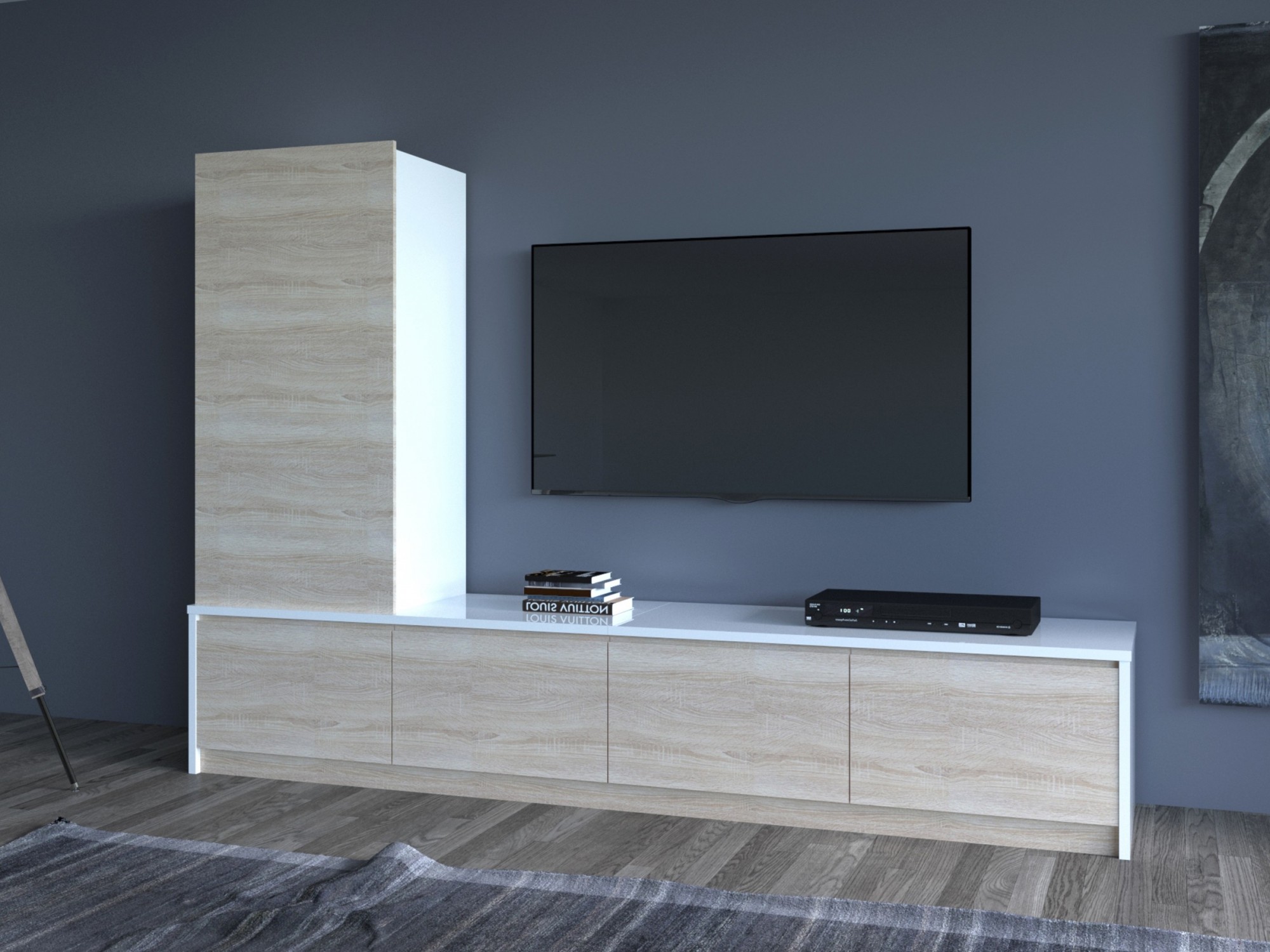 

Стенка у гостинную NOVA "Тая" белый / дуб Сонома 60x240x165 см