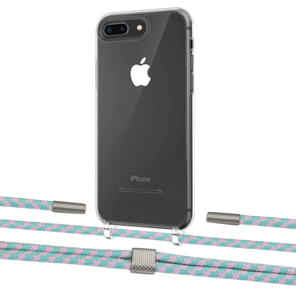 

Чехол Upex Crossbody Protection Case для iPhone 8 Plus | 7 Plus Crystal with Twine Turquoise and Fausset Silver