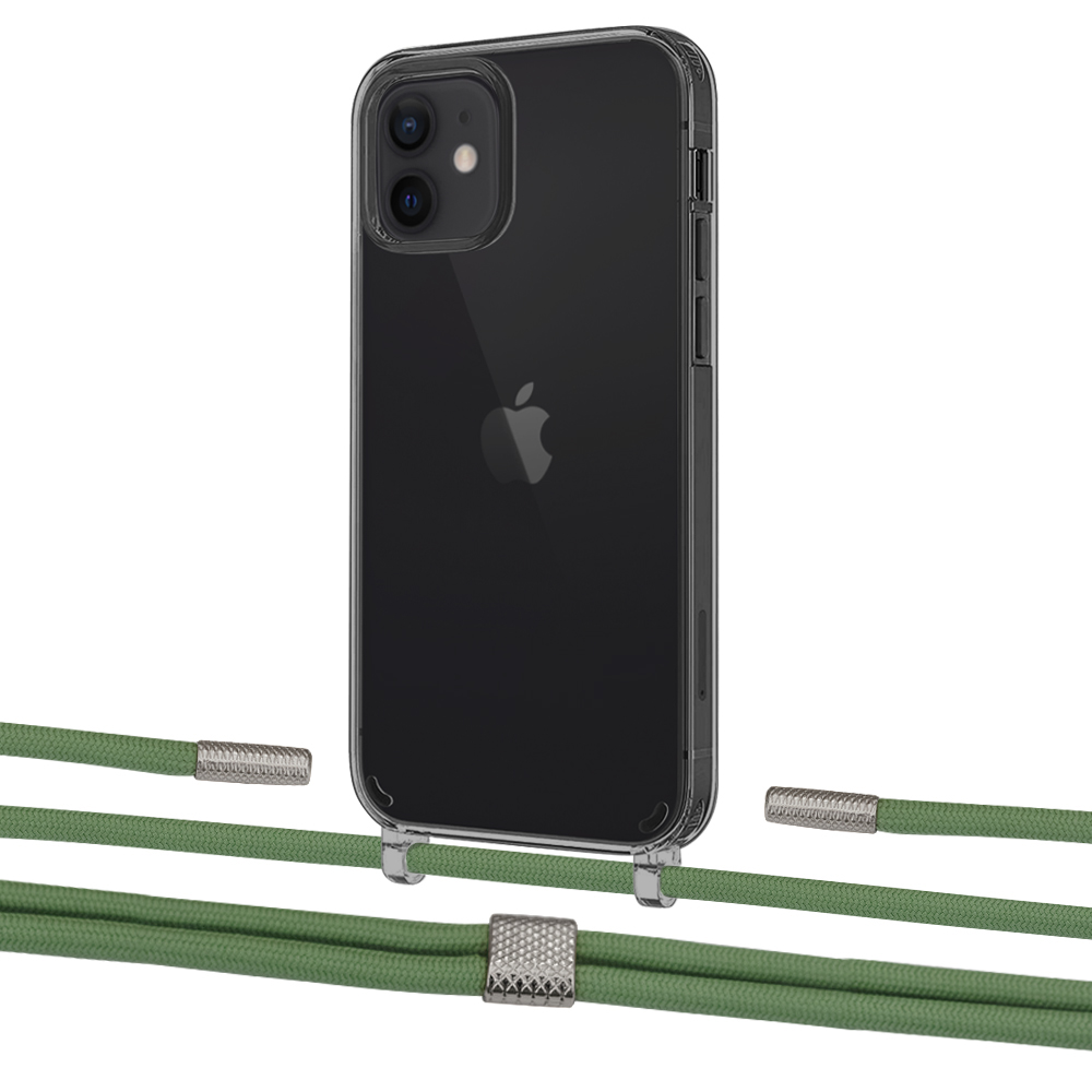 

Чехол Upex Crossbody Protection Case для iPhone 12 mini Dark with Twine Mint and Fausset Silver
