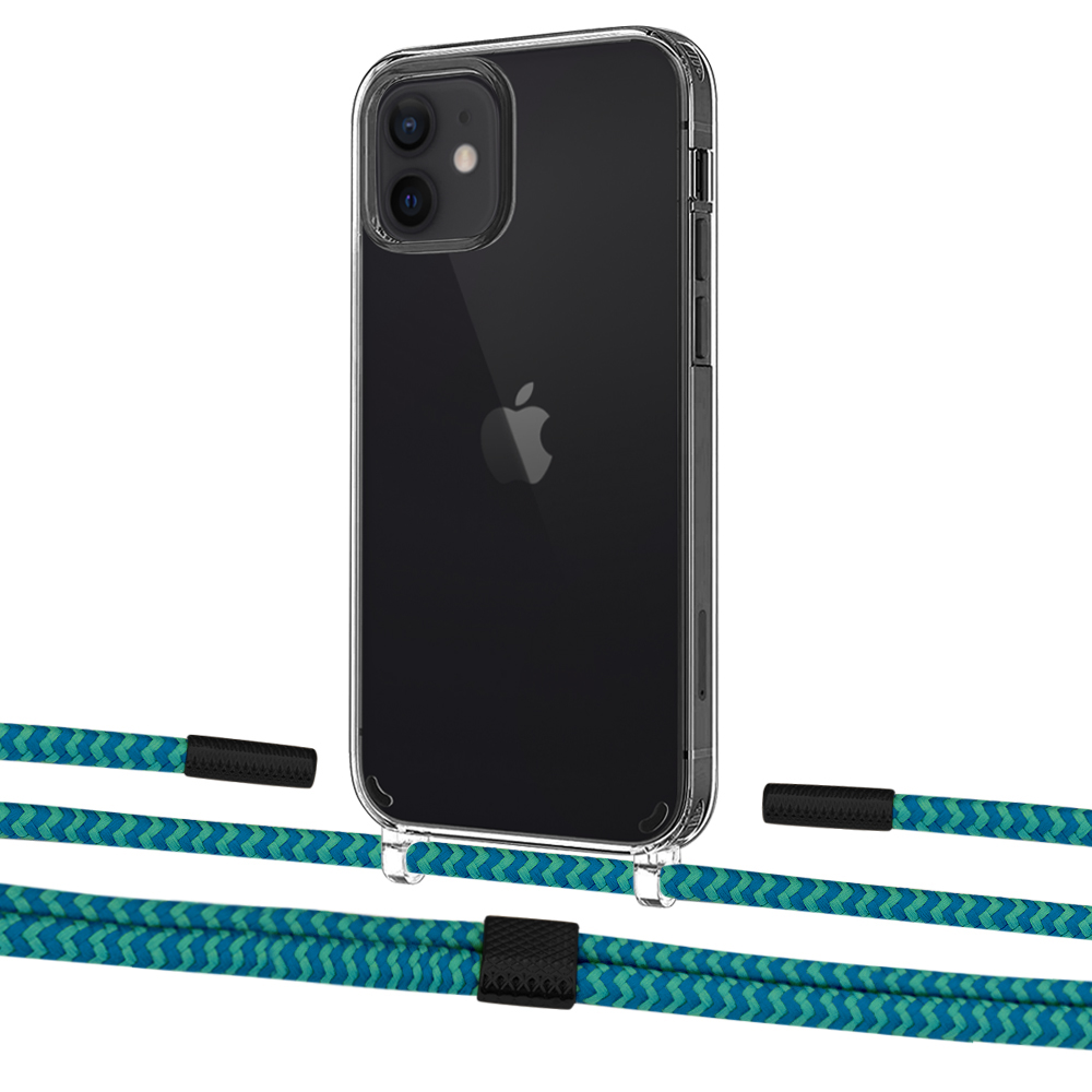 

Чехол Upex Crossbody Protection Case для iPhone 12 mini Crystal with Twine Cyan and Fausset Matte Black
