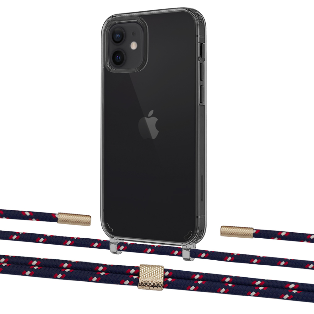 

Чехол Upex Crossbody Protection Case для iPhone 12 | 12 Pro Dark with Twine Blue Marine and Fausset Gold