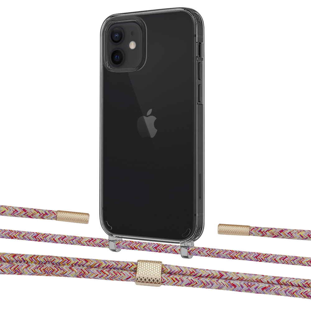 

Чехол Upex Crossbody Protection Case для iPhone 12 | 12 Pro Dark with Twine Mulberry and Fausset Gold